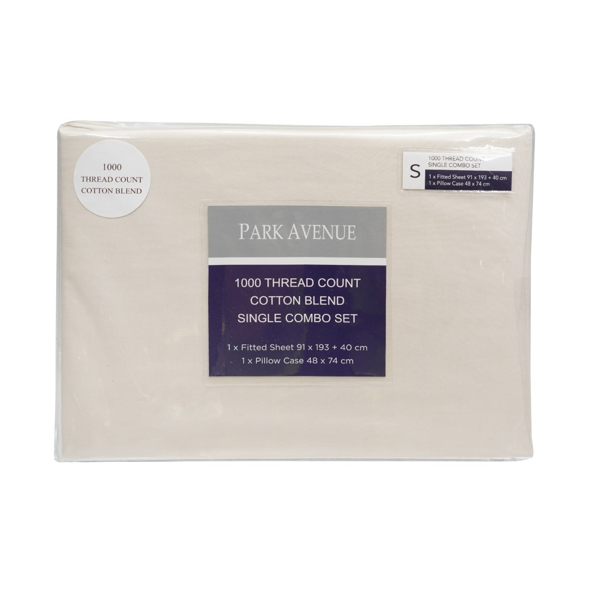 Park Avenue 1000TC Cotton Blend Sheet & Pillowcases Set Hotel Quality Bedding - Single - Pebble