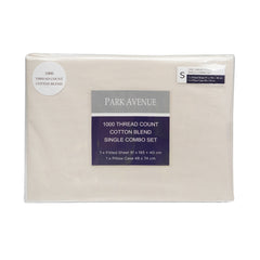 Park Avenue 1000TC Cotton Blend Sheet & Pillowcases Set Hotel Quality Bedding - Single - Pebble