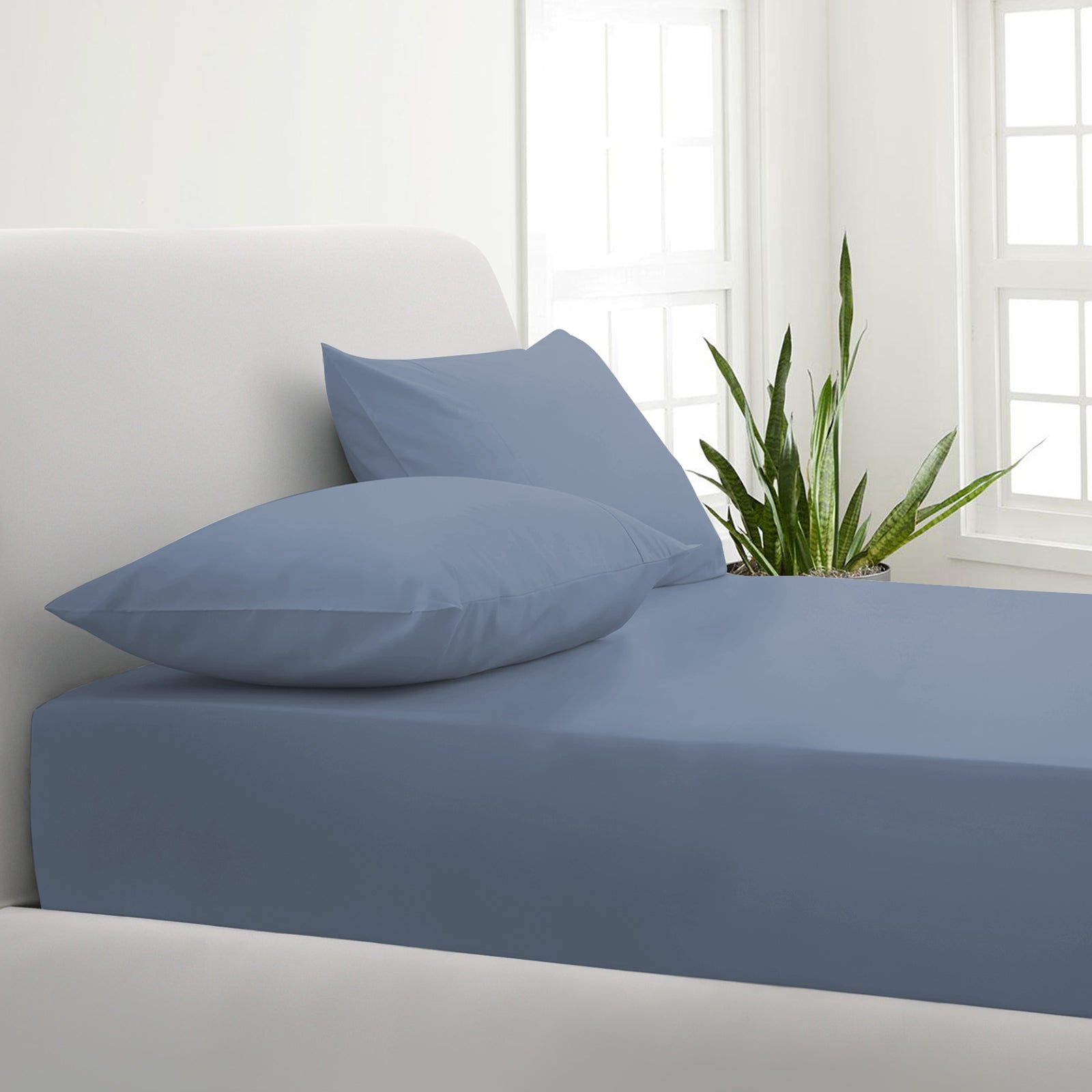 Park Avenue 1000TC Cotton Blend Sheet & Pillowcases Set Hotel Quality Bedding - Single - Blue Fog