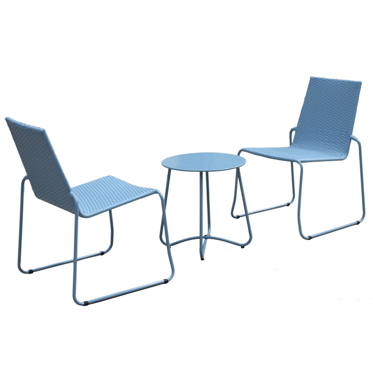 Milano 3pc Outdoor Furniture Steel/Rattan Coffee Table & Chairs Patio Garden Set - Blue