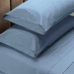 Renee Taylor 1500 Thread Count Pure Soft Cotton Blend Flat & Fitted Sheet Set Indigo Queen