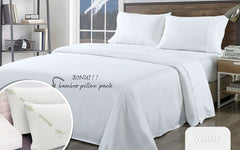 Royal Comfort Bamboo Blend Sheet Set 1000TC and Bamboo Pillows 2 Pack Ultra Soft - Queen - White