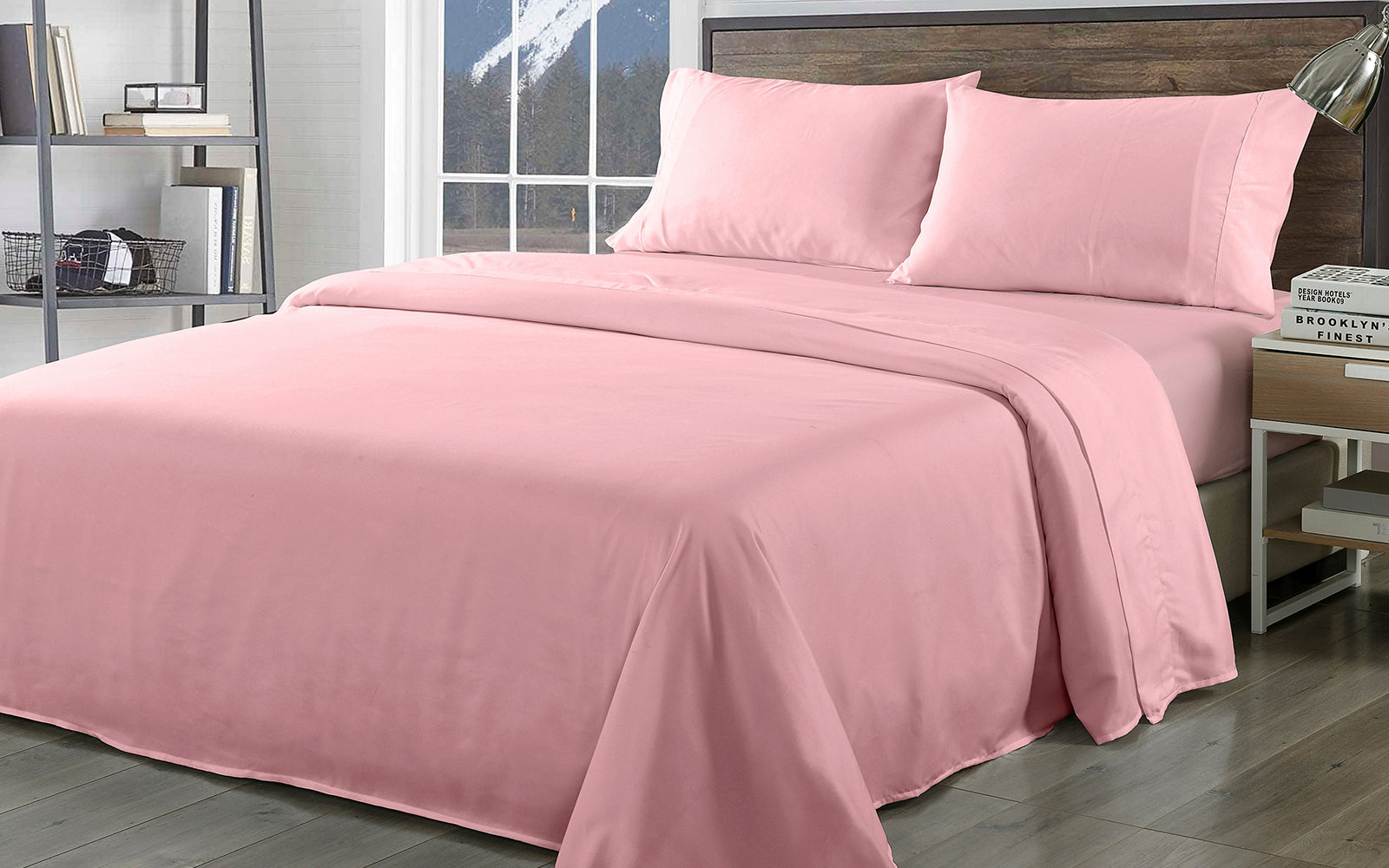 Royal Comfort Bamboo Blend Sheet Set 1000TC and Bamboo Pillows 2 Pack Ultra Soft - Queen - Blush