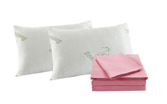 Royal Comfort Bamboo Blend Sheet Set 1000TC and Bamboo Pillows 2 Pack Ultra Soft - Queen - Blush