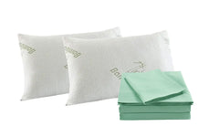 Royal Comfort Bamboo Blend Sheet Set 1000TC and Bamboo Pillows 2 Pack Ultra Soft - King - Green Mist