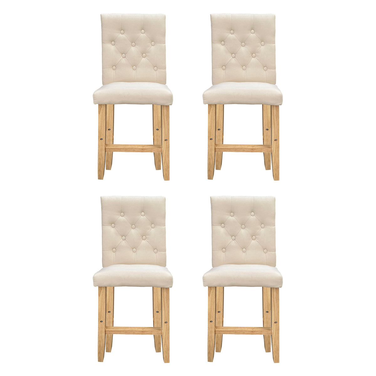 Milano Decor Hamptons Barstool Cream Chairs Kitchen Dining Chair Bar Stool - Four Pack - Cream