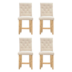 Milano Decor Hamptons Barstool Cream Chairs Kitchen Dining Chair Bar Stool - Four Pack - Cream