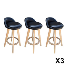 Milano Decor Phoenix Barstool Black Chairs Kitchen Dining Chair Bar Stool - Three Pack - Black