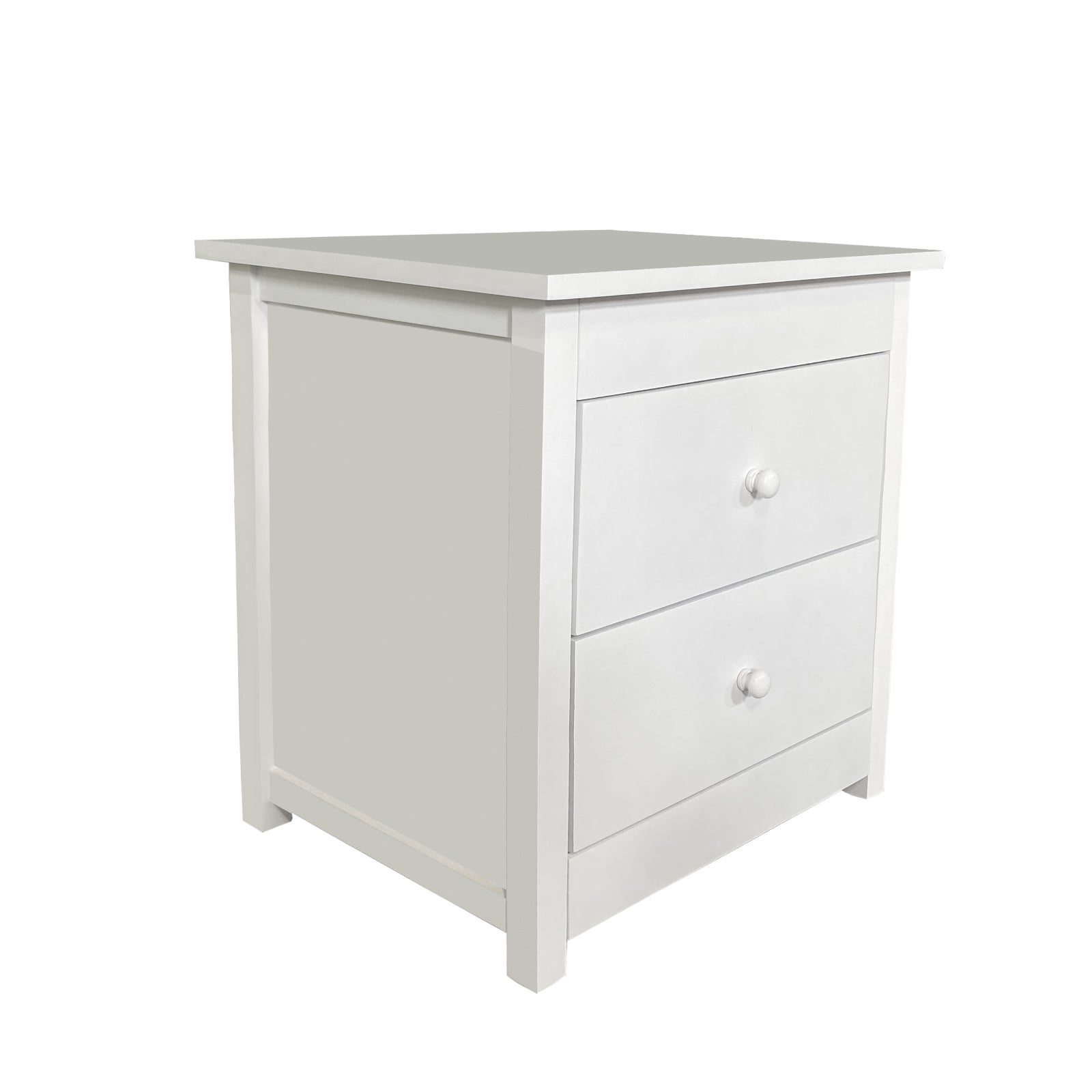 Milano Decor Bedside Table Byron Bay White Storage Cabinet Bedroom - Two Pack - White