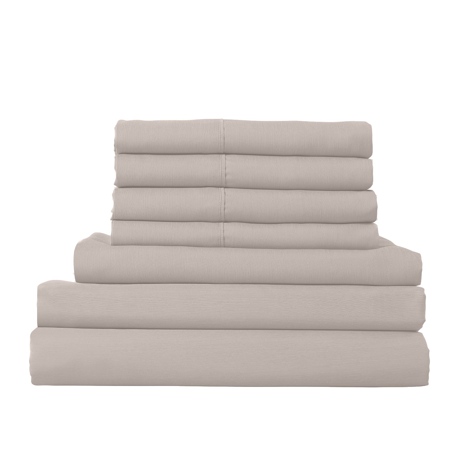 1500 Thread Count 6 Piece Combo And 2 Pack Duck Feather Down Pillows Bedding Set - Queen - Stone