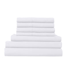 1500 Thread Count 6 Piece Combo And 2 Pack Duck Feather Down Pillows Bedding Set - Queen - White