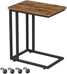 Coffee Table with Steel Frame and Castors Rustic Brown and Black