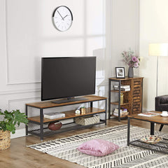 Storage Cabinet with 3 Shelves and a Cabinet with Door, Rustic Brown and Black