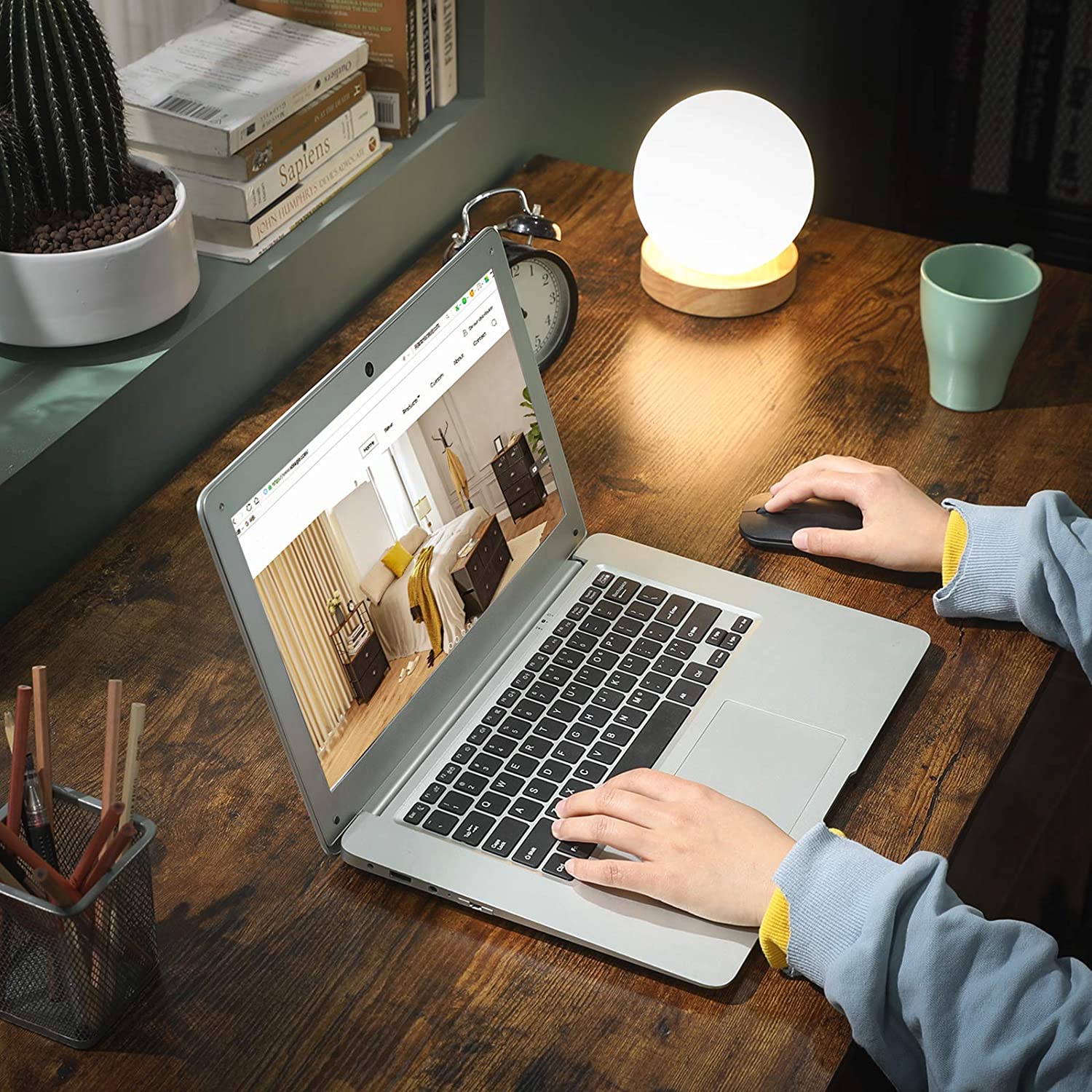 L-Shaped Computer Desk, Rustic Brown and Black