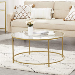 Gold Glass Table with Golden Iron Frame Stable and Robust Tempered Glass