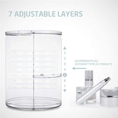 360 Degree Rotation Makeup Organizer Adjustable with Multifunction Cosmetic Storage Box