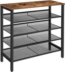 5-Tier Shoe Rack, Industrial Shoe Organizer Storage Bench