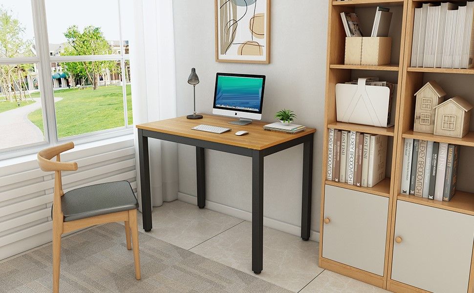 Sturdy and Heavy Duty Foldable Office Computer Desk (Teak, 100cm)