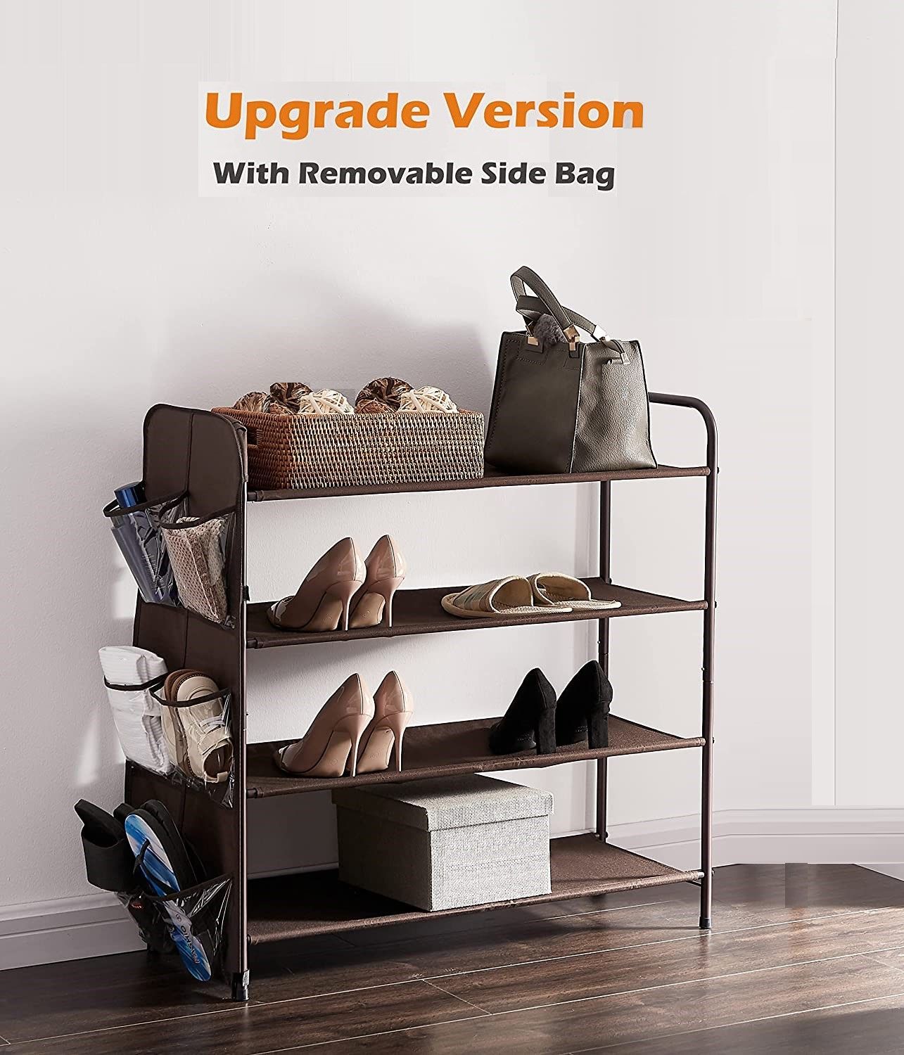 4 Tier Metal Shoe Rack Storage Organiser for Entryway and Bedroom