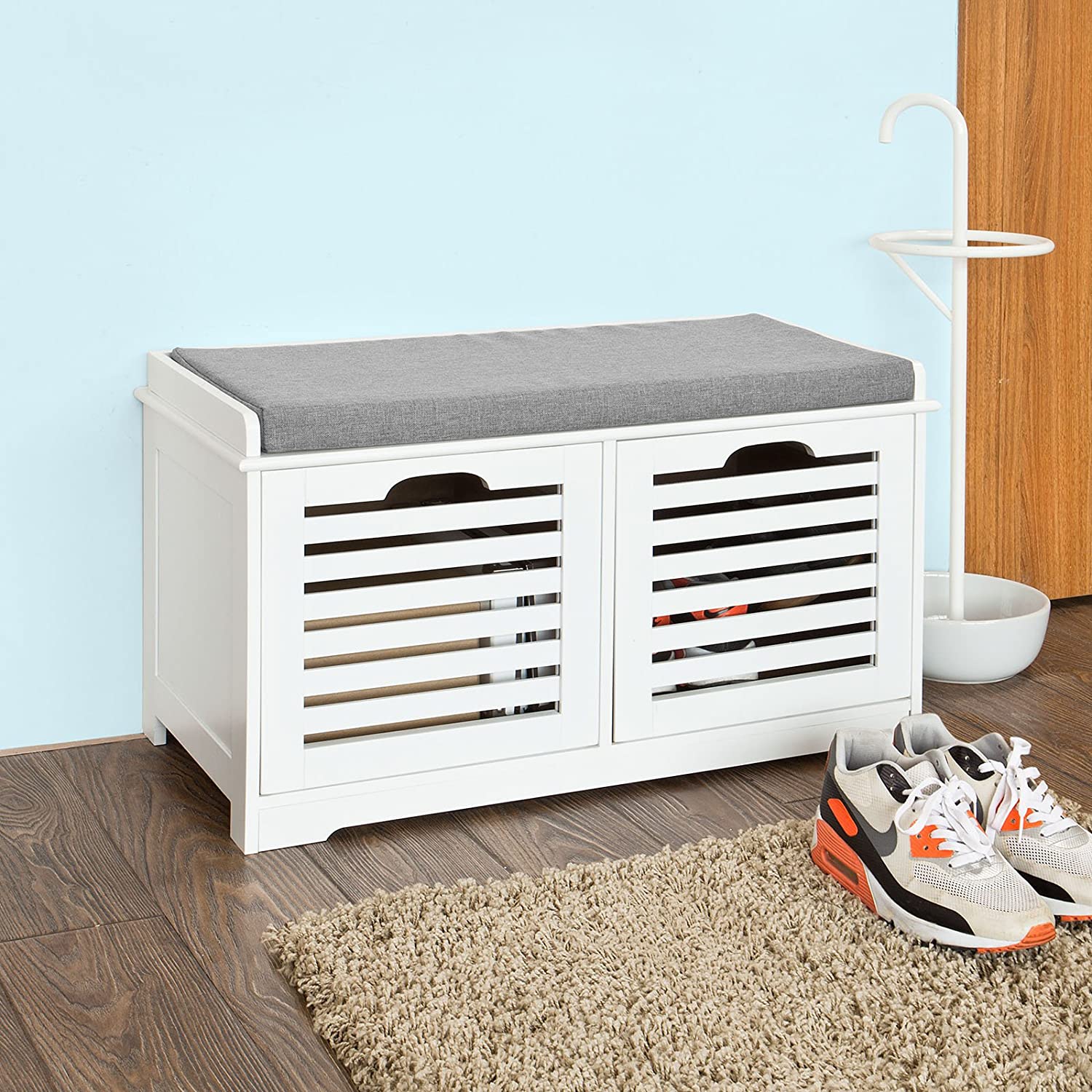 Modern Storage Bench with 2 Drawer/Baskets for Toys