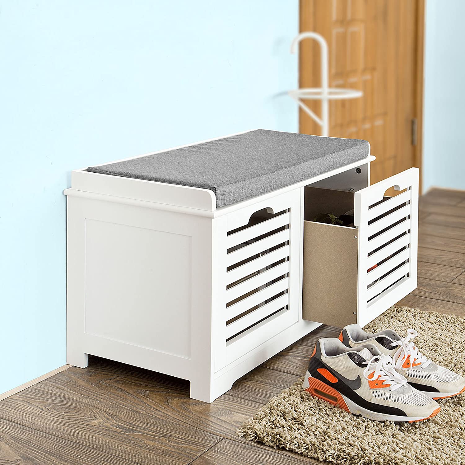 Modern Storage Bench with 2 Drawer/Baskets for Toys