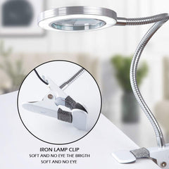 Lighting LED 8X Magnifying Lamp with Metal Clamp 360&deg; Flexible Gooseneck and USB Plug Design for Tattoo, Manicure and Reading