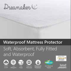 Dreamaker Waterproof Fitted Mattress Protector King Single Bed