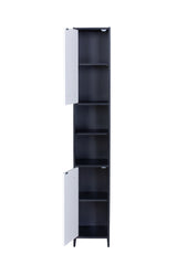 Alto Bathroom Tallboy Narrow High Cabinet With 2 Doors/2 Shleves - Black/White