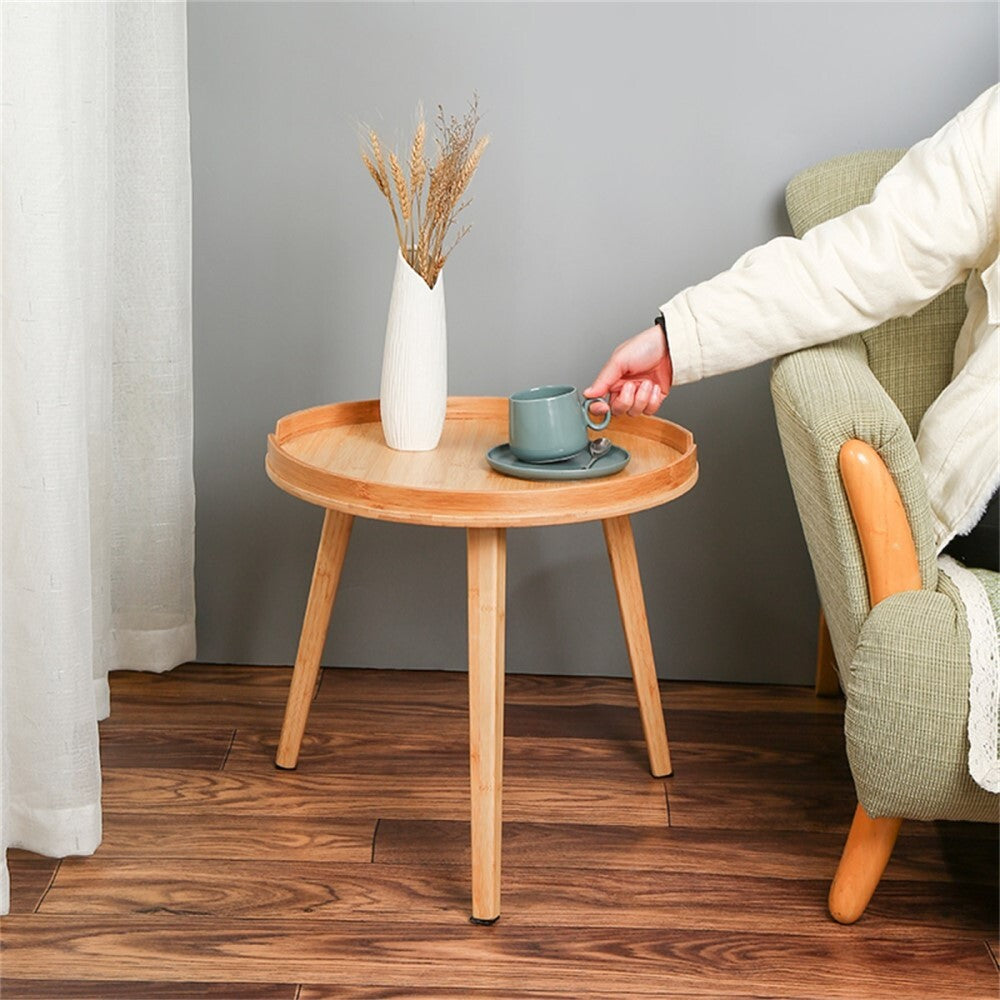 Sommer Bamboo Round Coffee Side Table