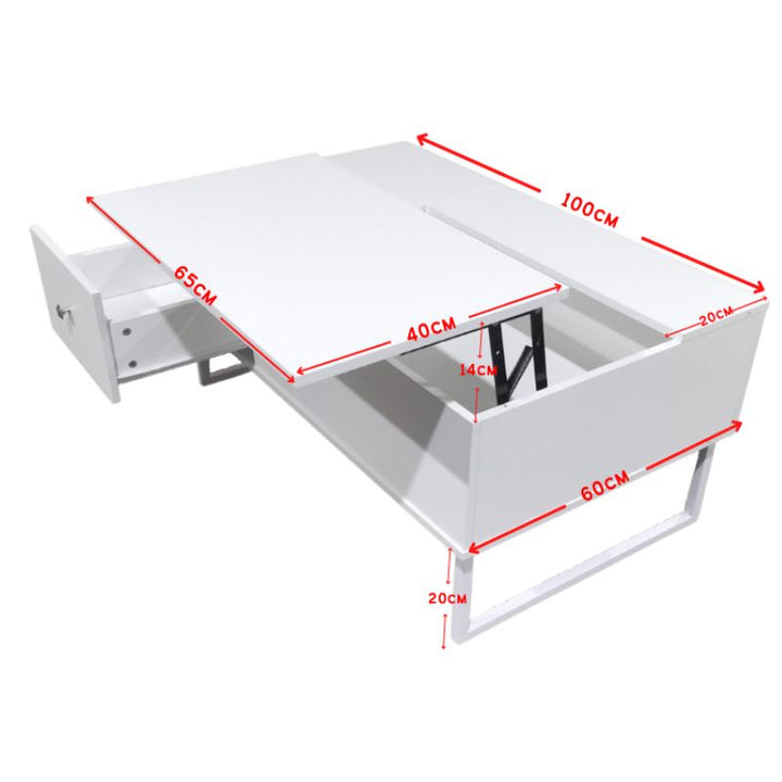 Lift Up White Coffee Table With Storage