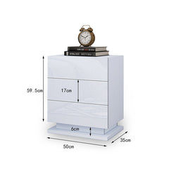 Modern High Gloss LED Bedside White Drawer Cabinet Table