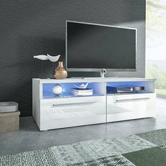 White TV Cabinet with LED lights with RGB remote control