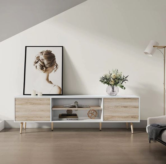 TV Entertainment Console with Wooden Legs 177cm