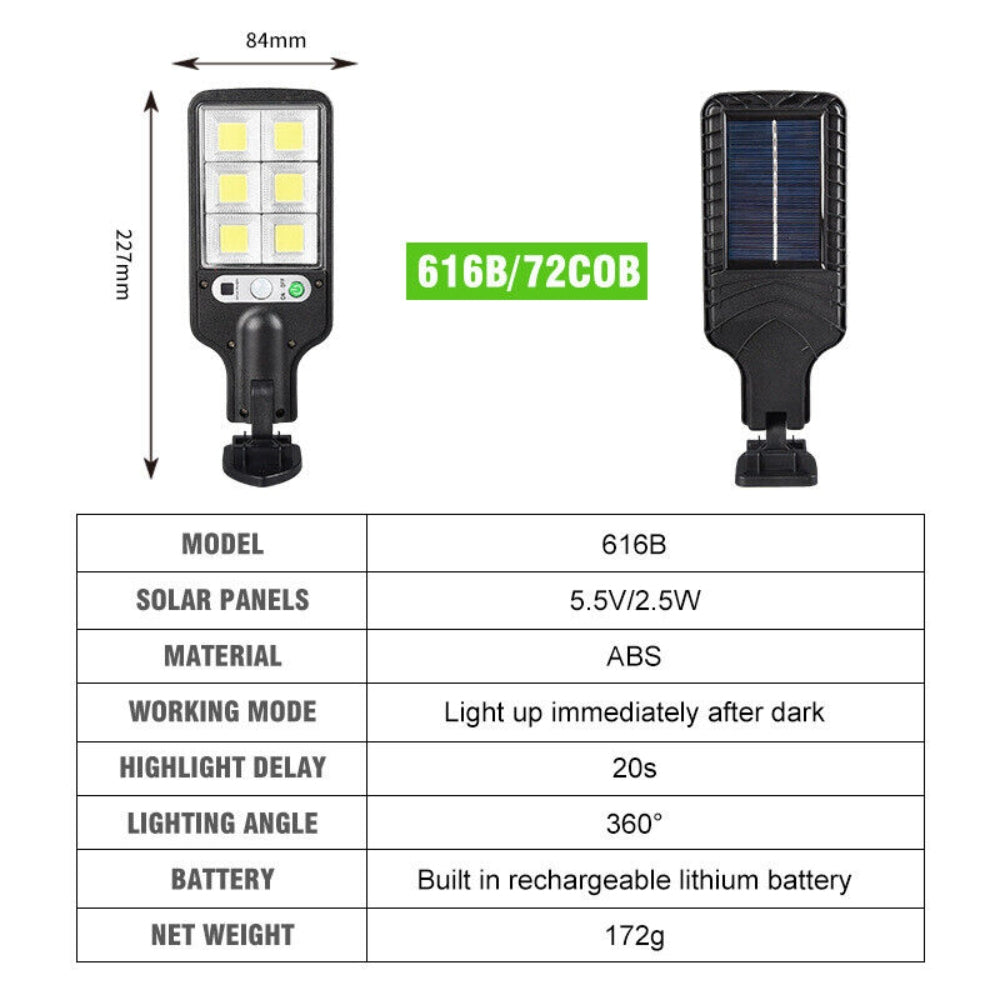 New Super Bright COB Solar Motion Sensor LED Light Security Street Wall Lamp Garden