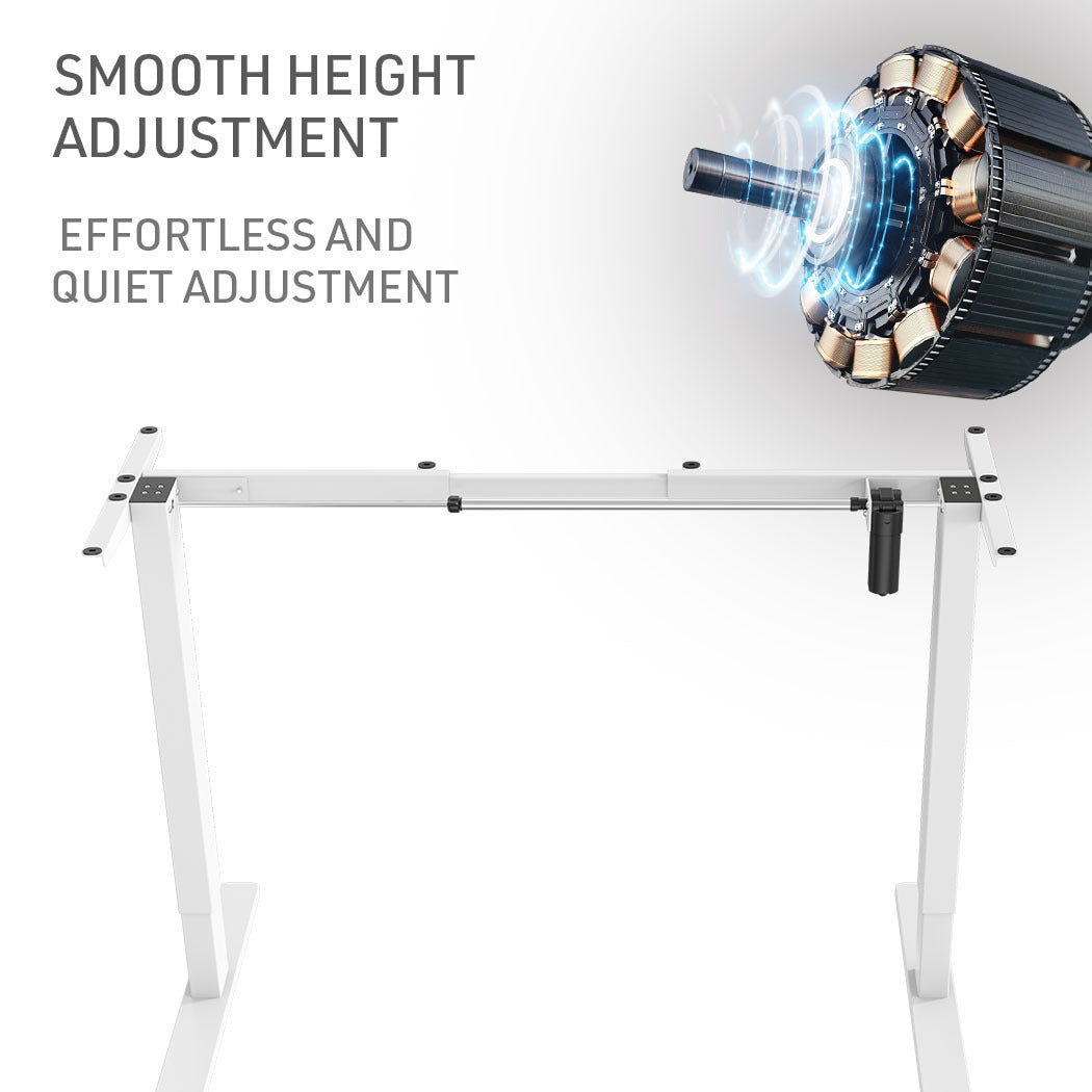 Fortia Sit To Stand Up Standing Desk, 120x60cm, 72-118cm Electric Height Adjustable, 70kg Load, Light Oak Style/White Frame