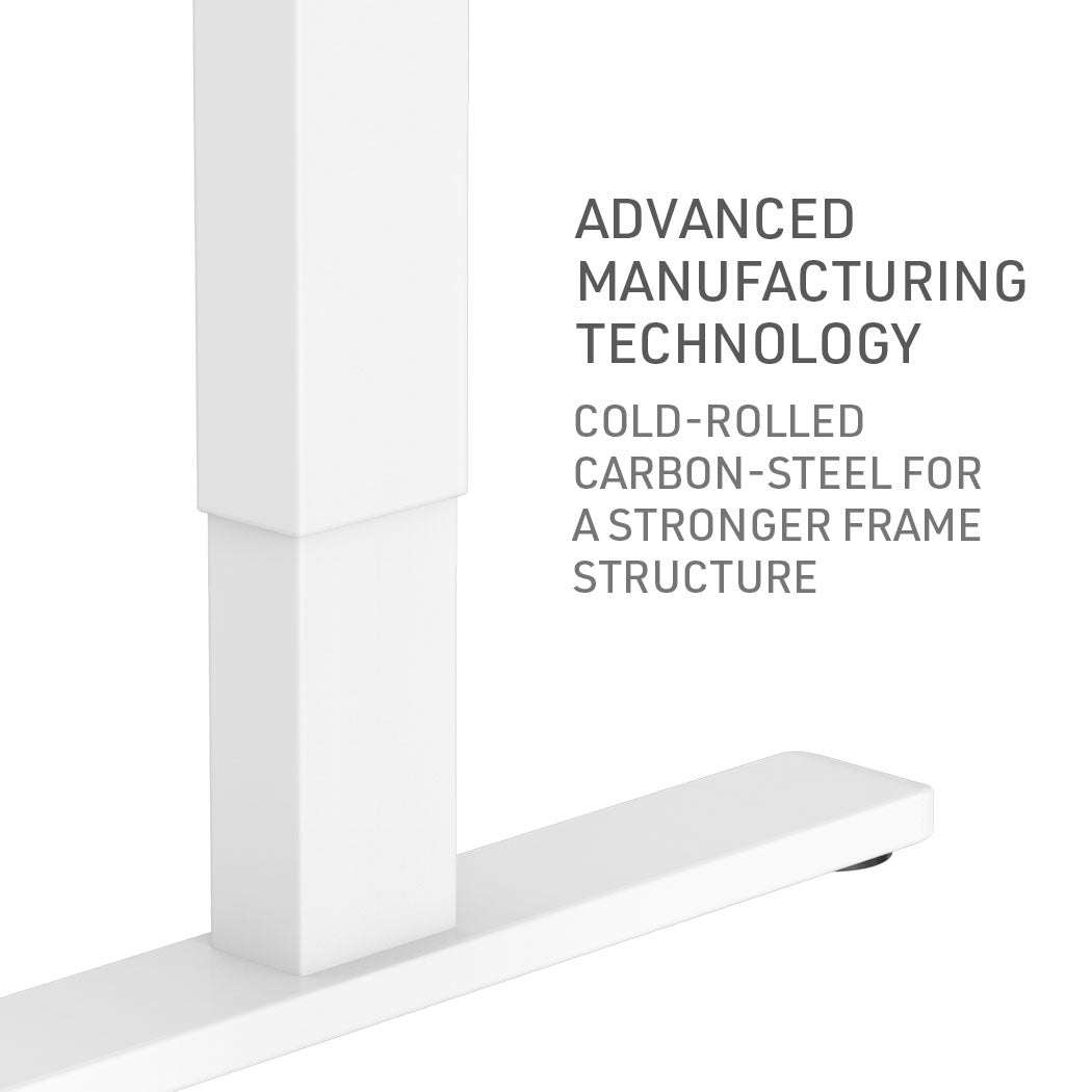 Fortia Sit To Stand Up Standing Desk, 140x60cm, 72-118cm Electric Height Adjustable, 70kg Load, White/White Frame