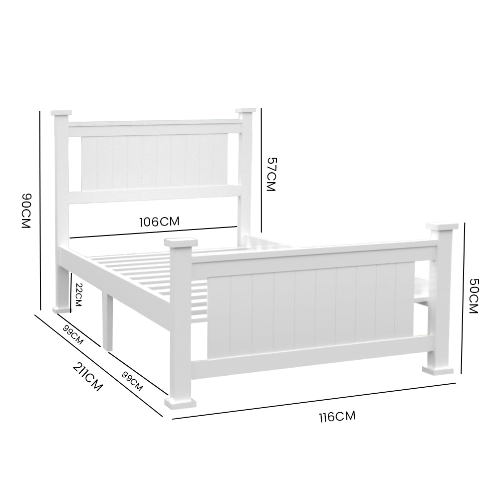 KINGSTON SLUMBER King Single Wooden Timber Bed Frame, White