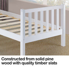 Kingston Slumber Single Wooden Pine Bed Frame Timber Kids Adults Contemporary Bedroom Furniture