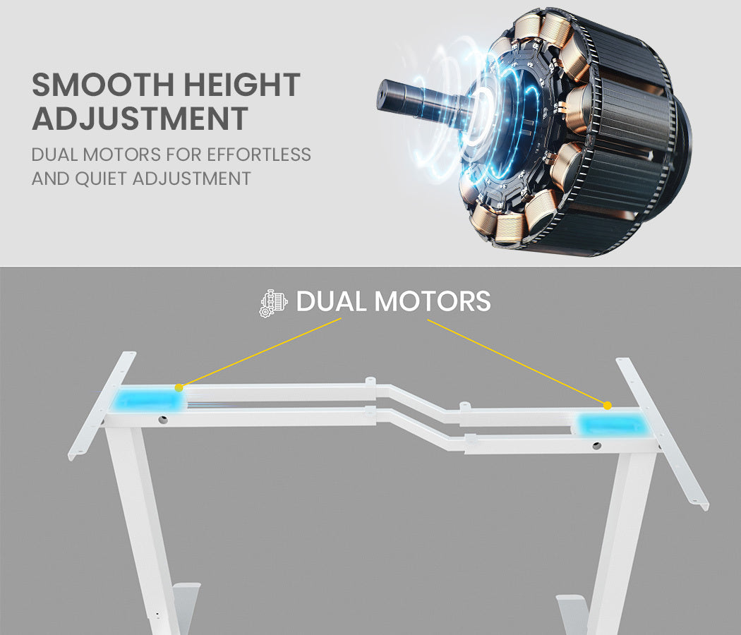 Fortia L Shaped Sit To Stand Up Corner Standing Desk, 72-120cm, Dual Motor, Adjustable Height Electric, 80kg Load, Right-Hand Sided, White