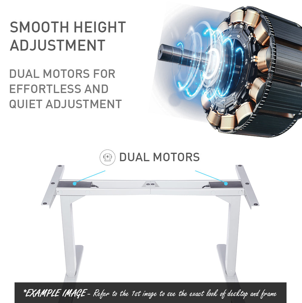 Fortia Sit To Stand Up Standing Desk, 150x70cm, 62-128cm Electric Height Adjustable, Dual Motor, 120kg Load, Arched, Walnut Style/Black Frame