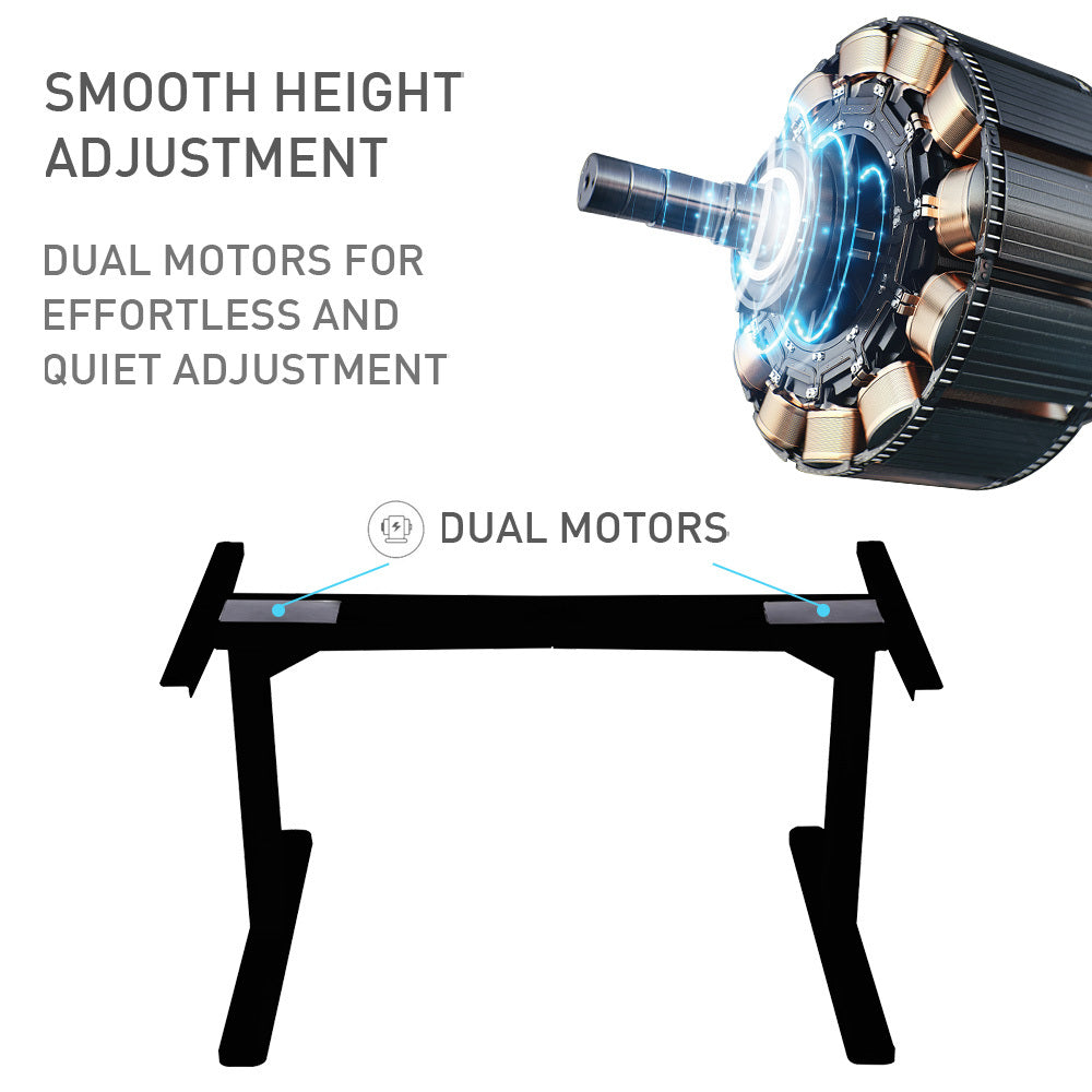 Fortia Sit To Stand Up Standing Desk, 160x75cm, 62-128cm Electric Height Adjustable, Dual Motor, 120kg Load, Arched, White/Black Frame