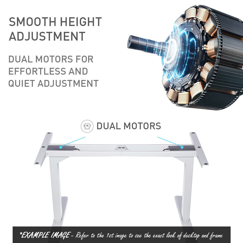 Fortia Sit To Stand Up Standing Desk, 160x75cm, 62-128cm Electric Height Adjustable, Dual Motor, 120kg Load, Walnut Style/Silver Frame