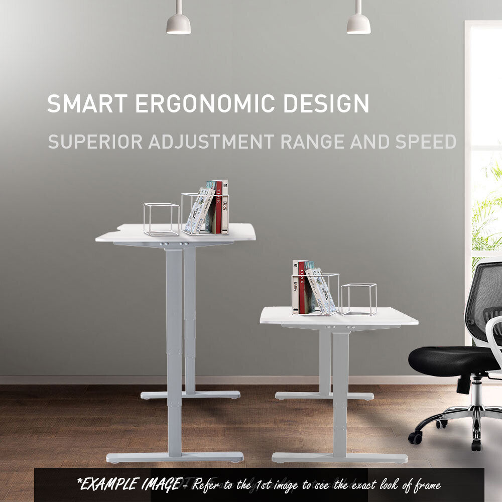 Fortia Sit To Stand Up Standing Desk, 160x75cm, 62-128cm Electric Adjustable Height, Dual Motor, 120kg Load, Arched, White Oak Style/Silver Frame