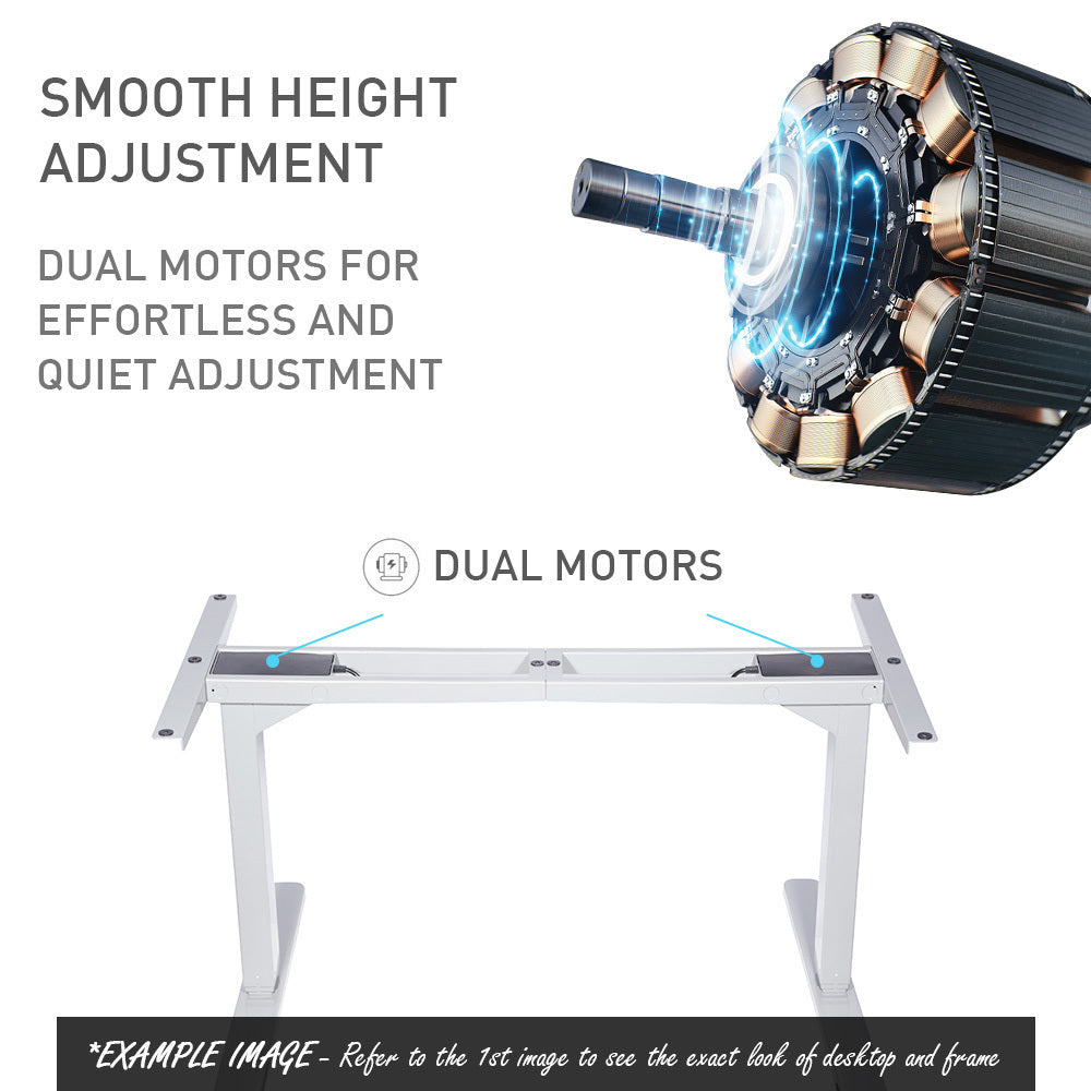 Fortia Sit To Stand Up Standing Desk, 160x75cm, 62-128cm Electric Height Adjustable, Dual Motor, 120kg Load, Black/White Frame