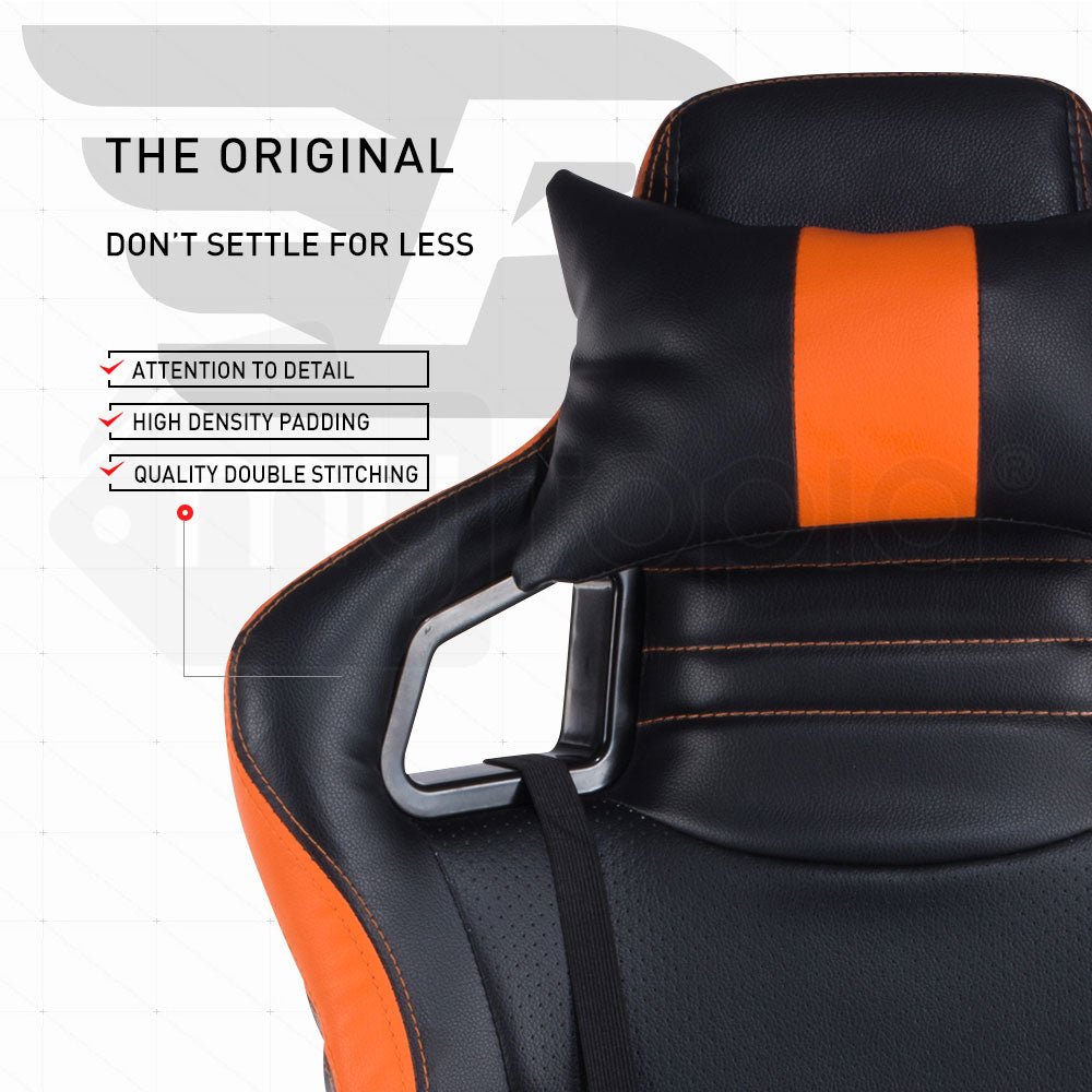 Overdrive Gaming Chair Office Computer Racing PU Leather Executive Black Orange