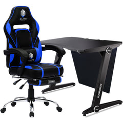 OVERDRIVE Gaming Chair Desk Racing Seat Setup PC Combo Black Office Table Foot