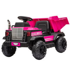 ROVO KIDS Electric Ride On Children's Toy Dump Truck with Bluetooth Music - Pink