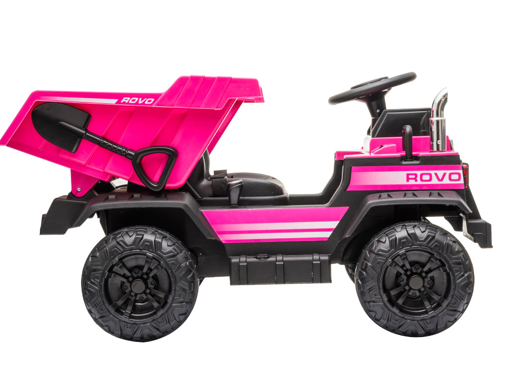 ROVO KIDS Electric Ride On Children's Toy Dump Truck with Bluetooth Music - Pink