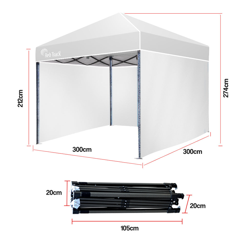 Red Track 3x3m Folding Gazebo Shade Outdoor Pop-Up Grey & White