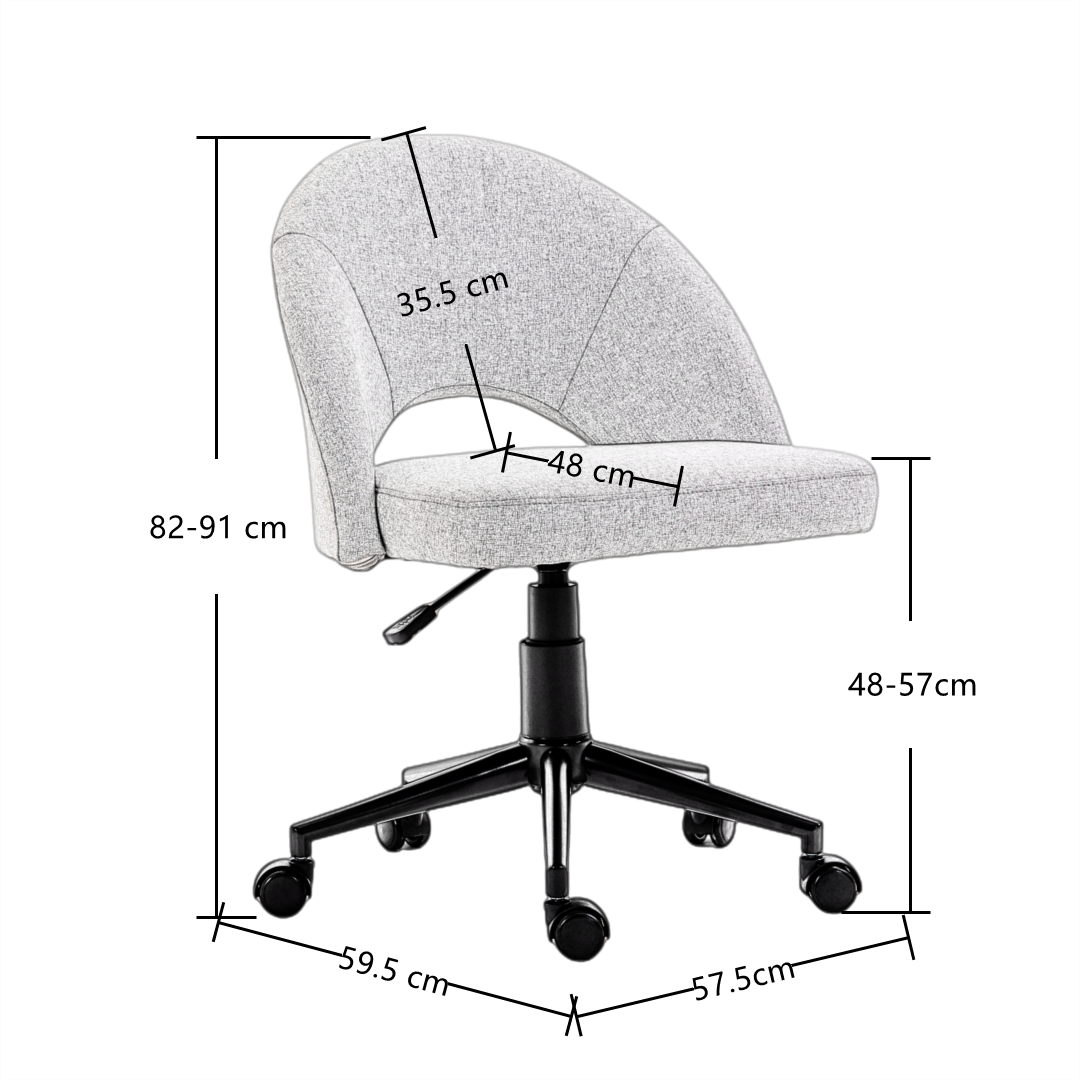 Fabric Office Chair Computer Upholstered Swivel Home Desk Chair  Grey